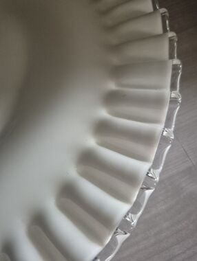 Vintage Fenton Silver Crest Milk Glass Low Pedestal Cake Plate